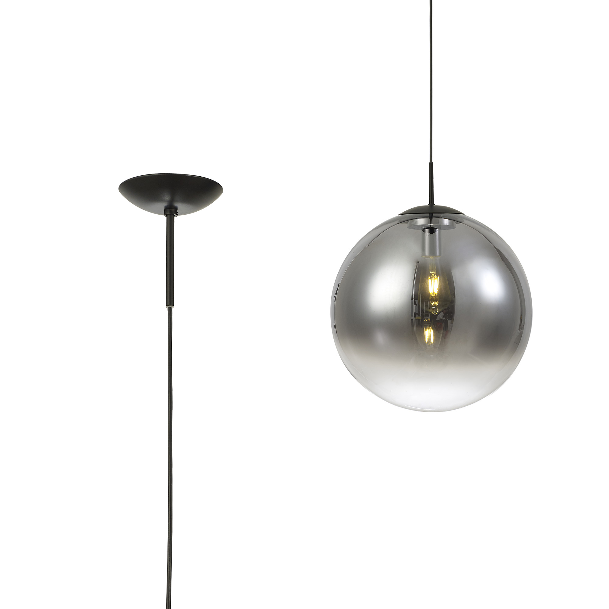 D0707  Miranda 30cm Glass Pendant 1 Light Matt Black